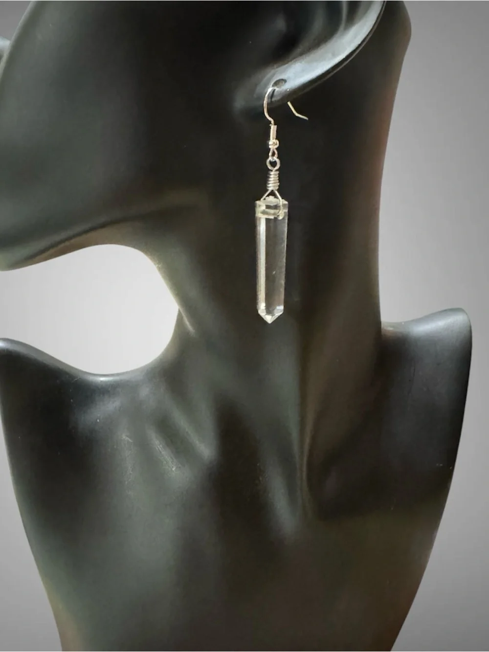 LUCITE CRYSTAL POINT SHAPE EARRINGS